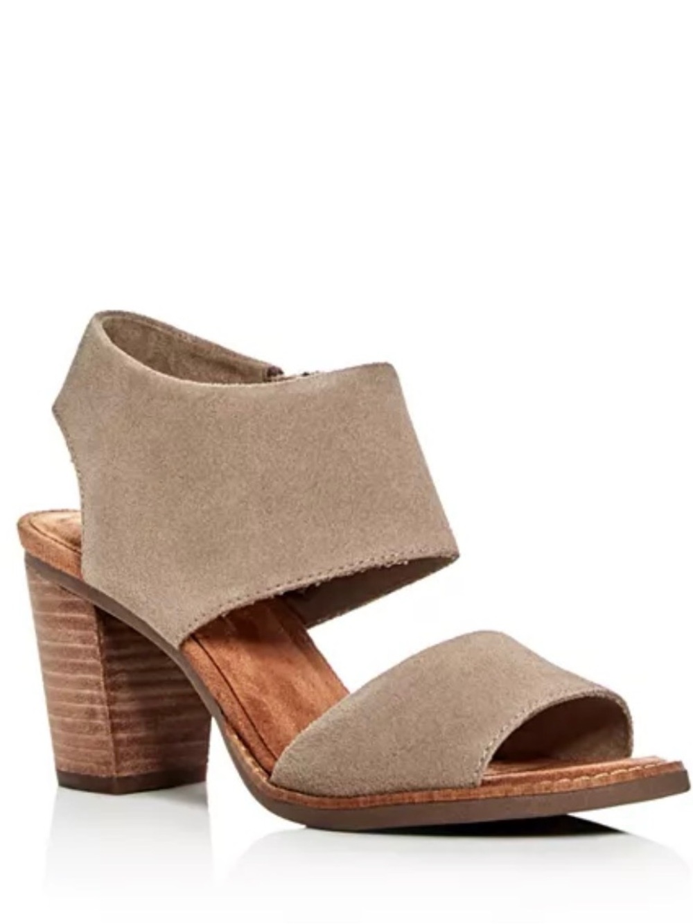 TOMS Women's Majorca Desert Taupe Suede Cutout Block Heel Sandals size 10
